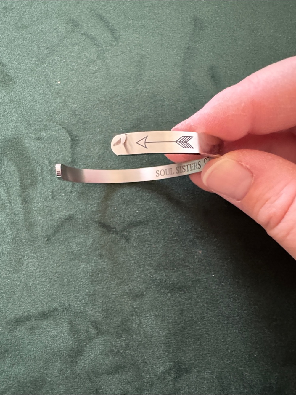 Minimalist Silver Open Cuff soul sister Bracelet - Picture 3 of 6
